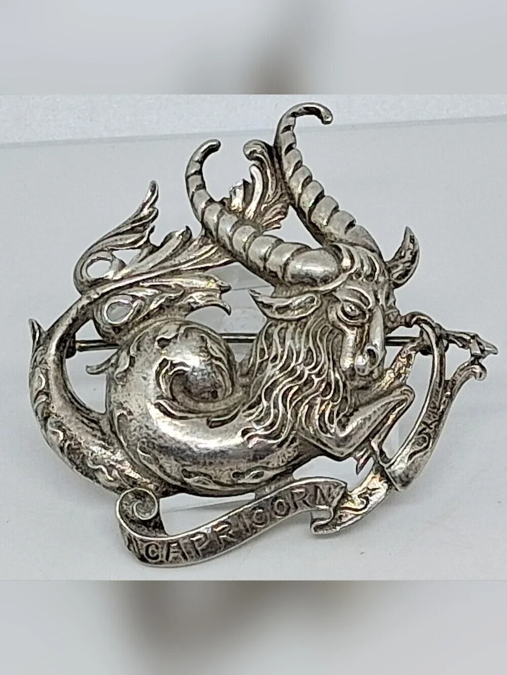 * Vintage CINI Sterling Silver 925 Capricorn Zodiac Pin Brooch